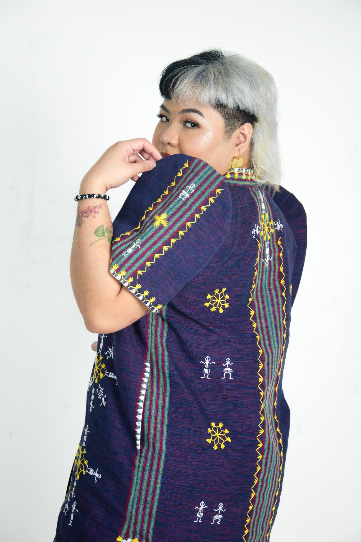 Tiniri Long Filipiniana with Itneg Embroidery (Violet)