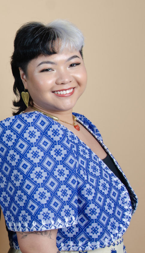 Blue Pinilian Bolero with Itneg Embroidery (Top Only)