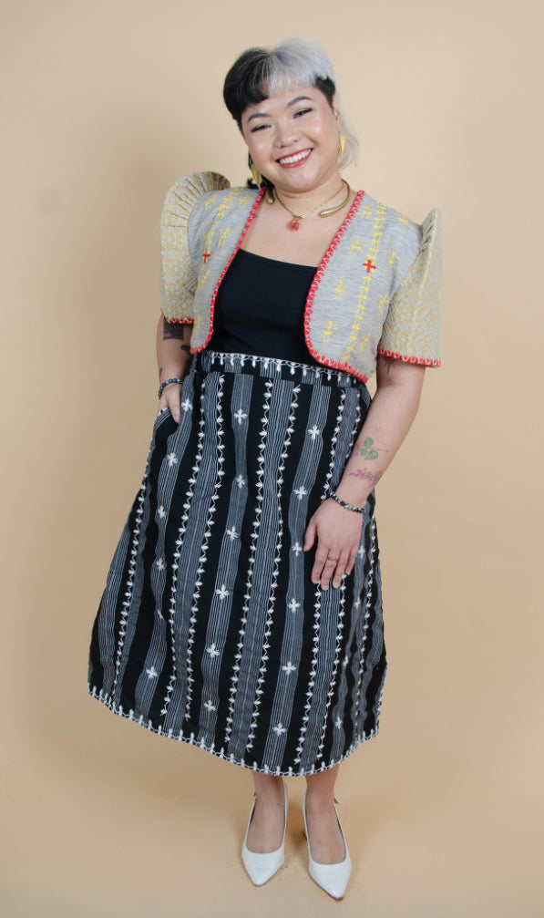 Mixed Weave Bolero with Beige Pinilian Sleeves