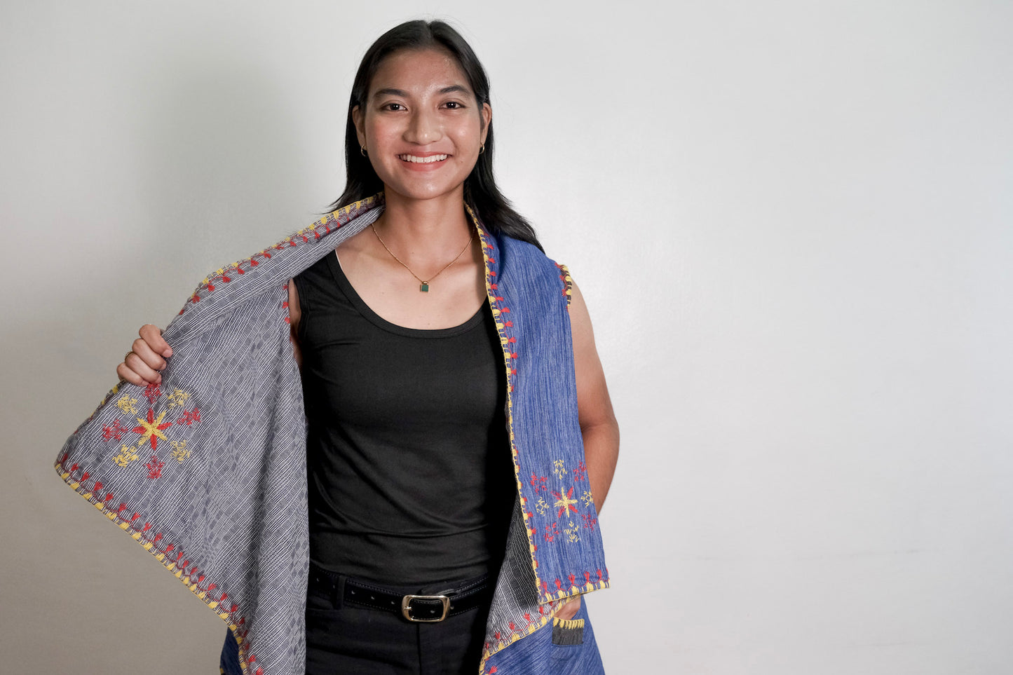 Limited Edition: Binakol Mix Weave Reversible Poncho (Blue/Grey)