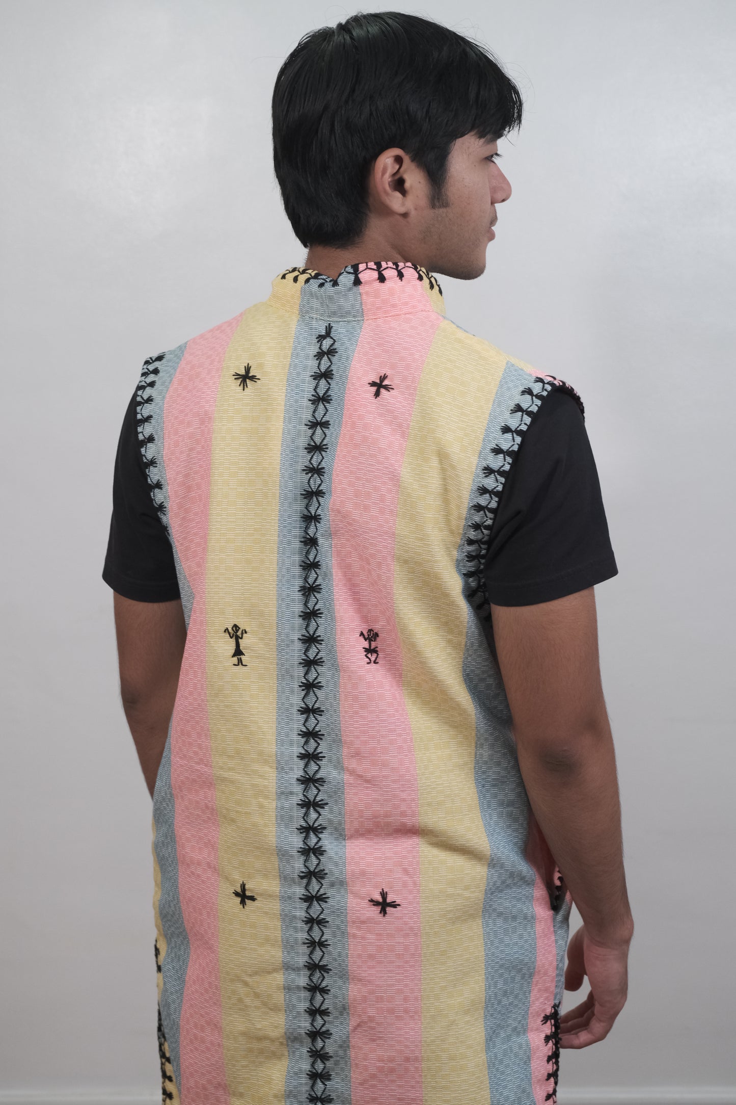 Binakol Sleeveless Coat with Itneg Embroidery (Tri-Color)