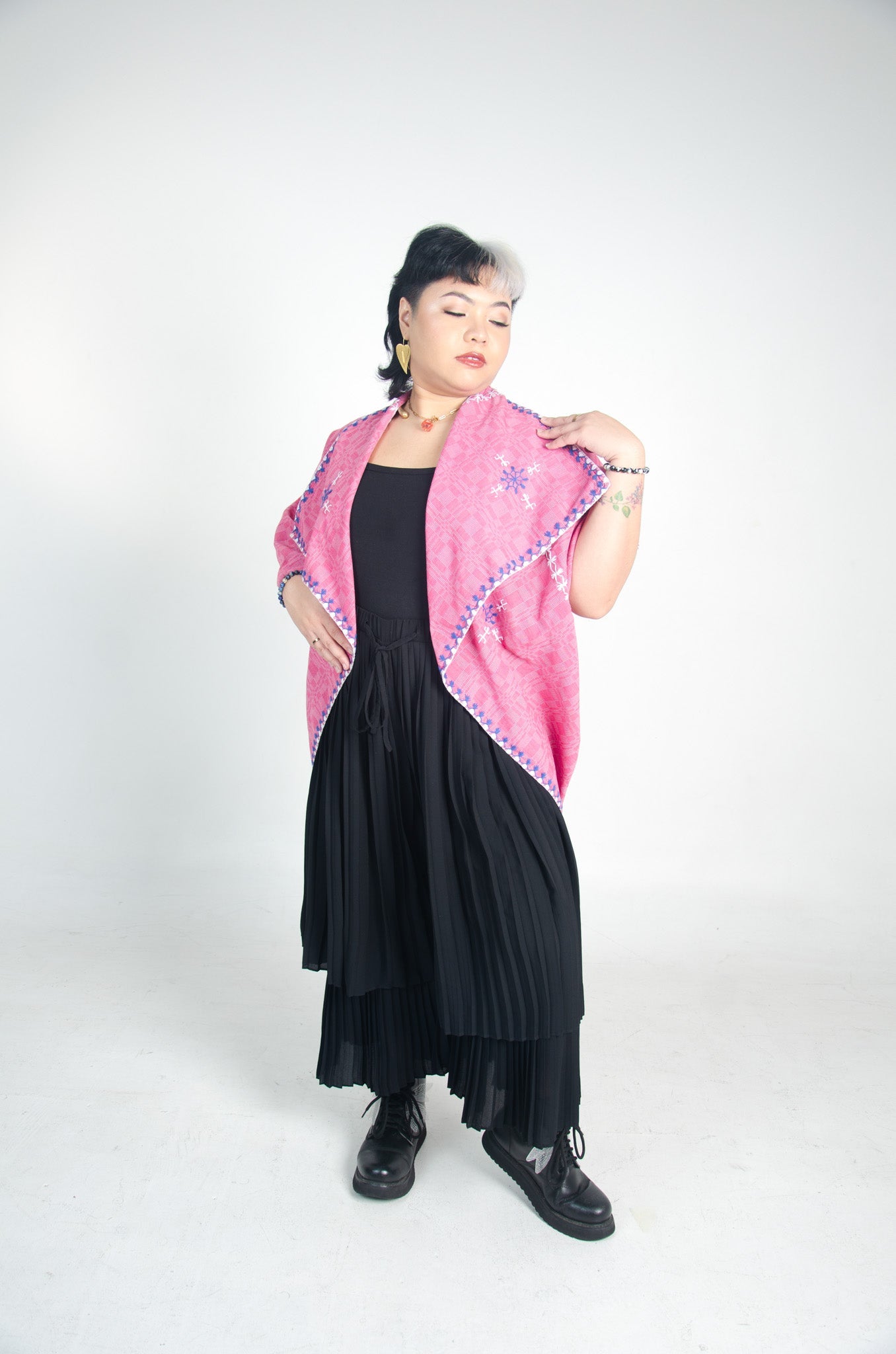 Binakol Poncho with Itneg Embroidery (Pink)
