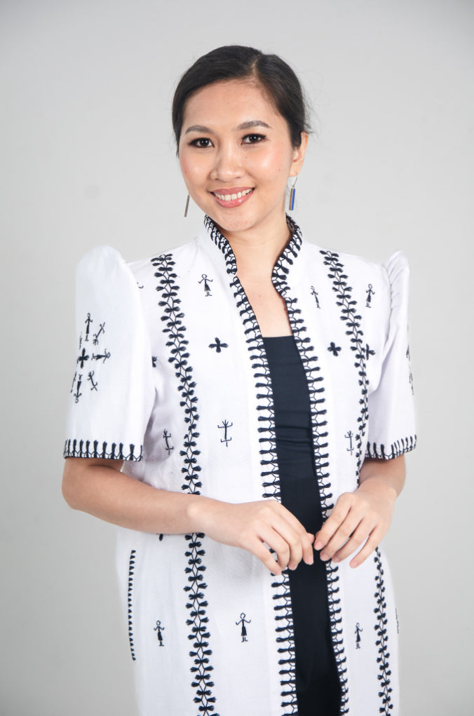 Kantarines Long Filipiniana with Itneg Embroidery