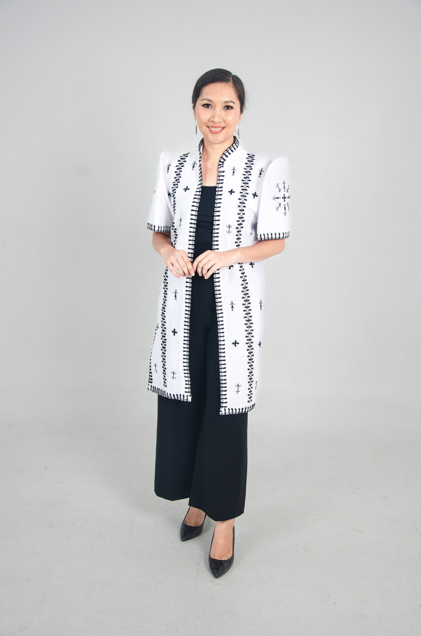 Kantarines Long Filipiniana with Itneg Embroidery