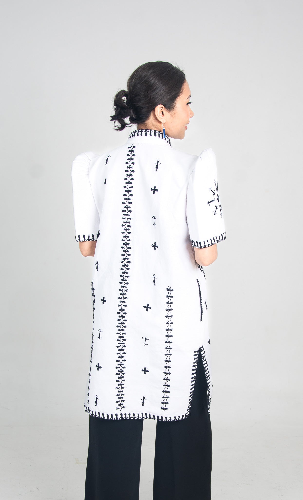 Kantarines Long Filipiniana with Itneg Embroidery