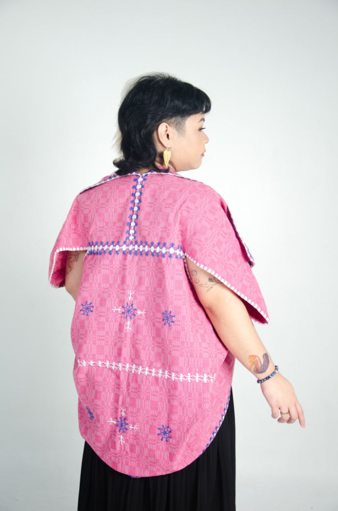 Binakol Poncho with Itneg Embroidery (Pink)