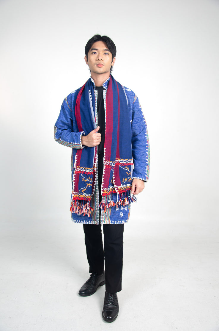 Kantarines Shawl with Itneg Embroidery (Blue and Red)