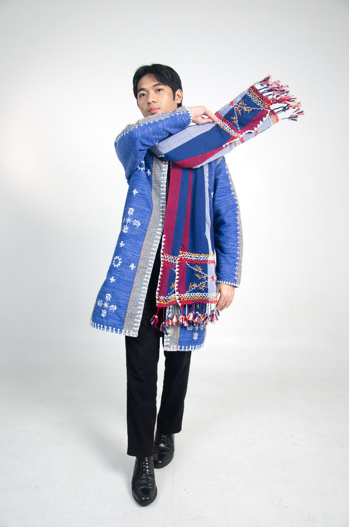 Kantarines Shawl with Itneg Embroidery (Blue and Red)