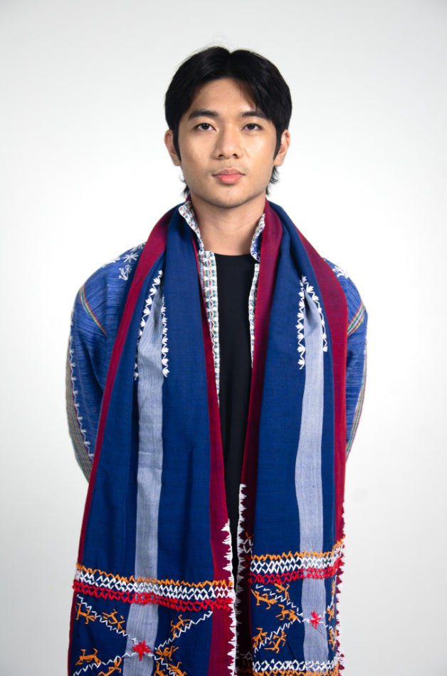 Kantarines Shawl with Itneg Embroidery (Blue and Red)