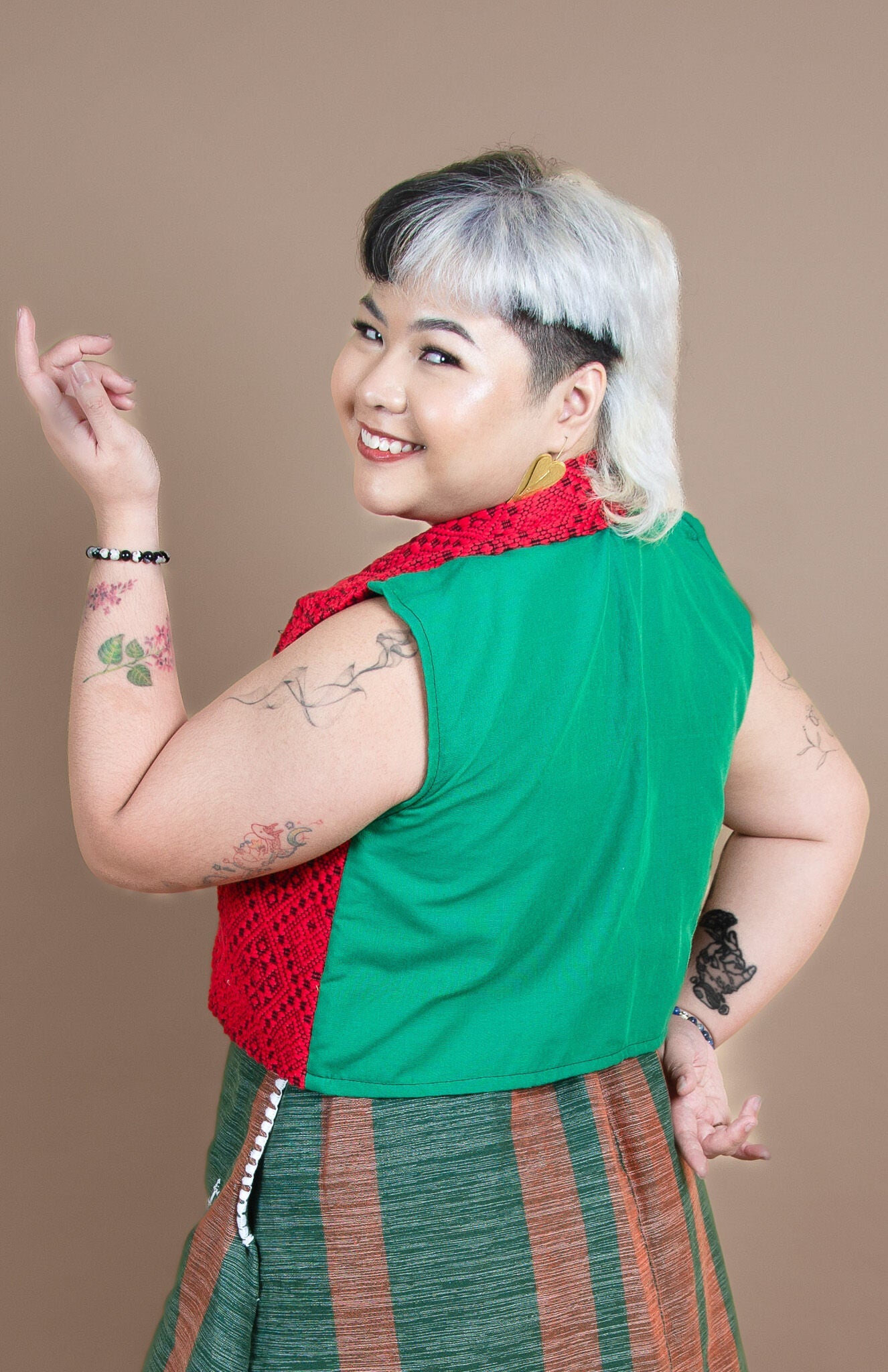 Pinilian Cropped Vest with Mixed Weave (Top Only)