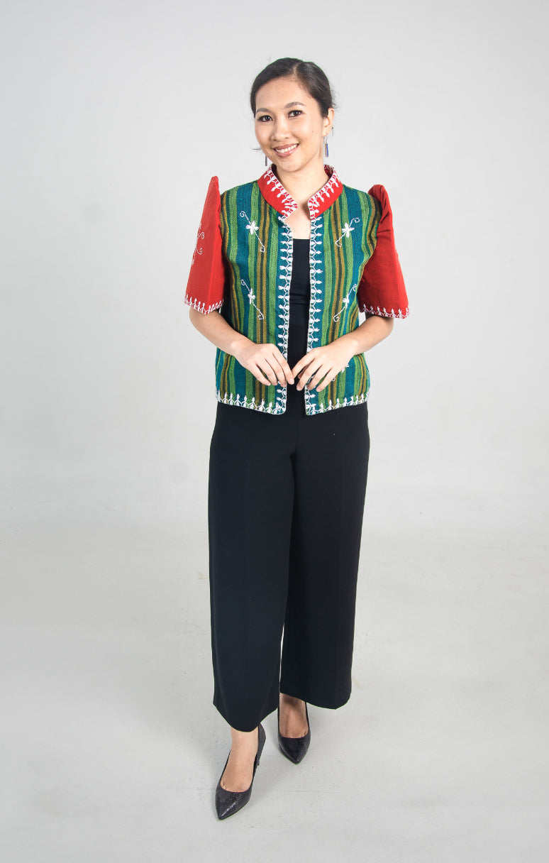 Kantarines Bolero with Itneg Embroidery (Red and Green)