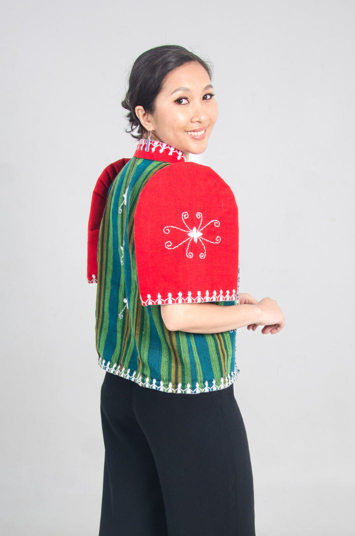 Kantarines Bolero with Itneg Embroidery (Red and Green)