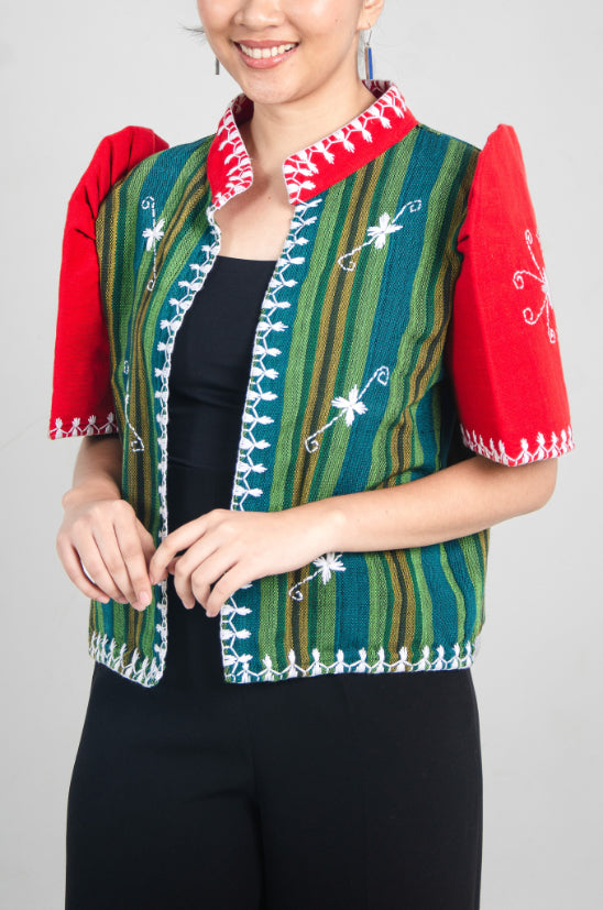 Kantarines Bolero with Itneg Embroidery (Red and Green)