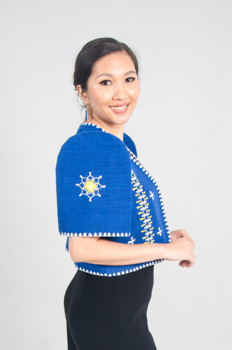 Blue Tiniri Bolero with Itneg Embroidery