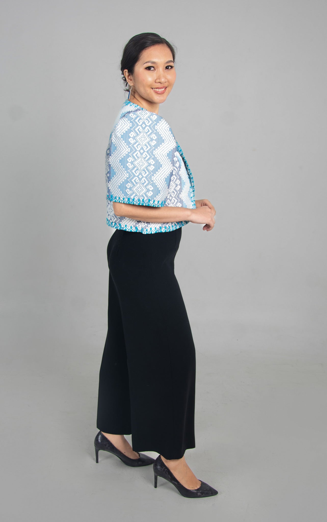 Pinilian Bolero with Itneg Embroidery (Blue Tri-Color)