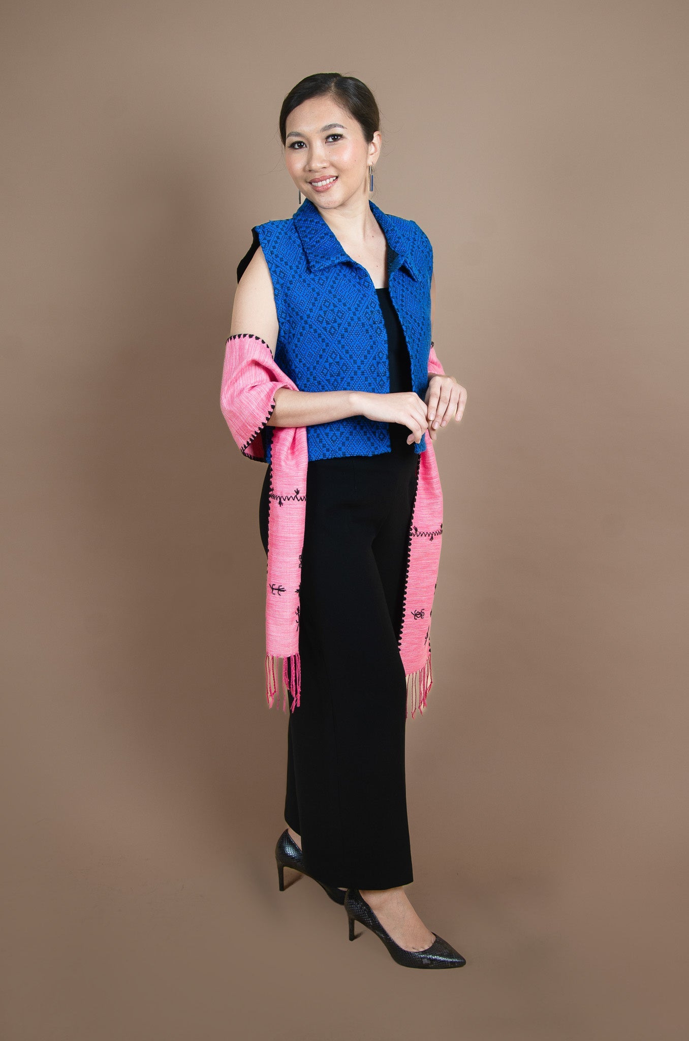 Pinilian Cropped Vest with Mixed Weave (Top Only)