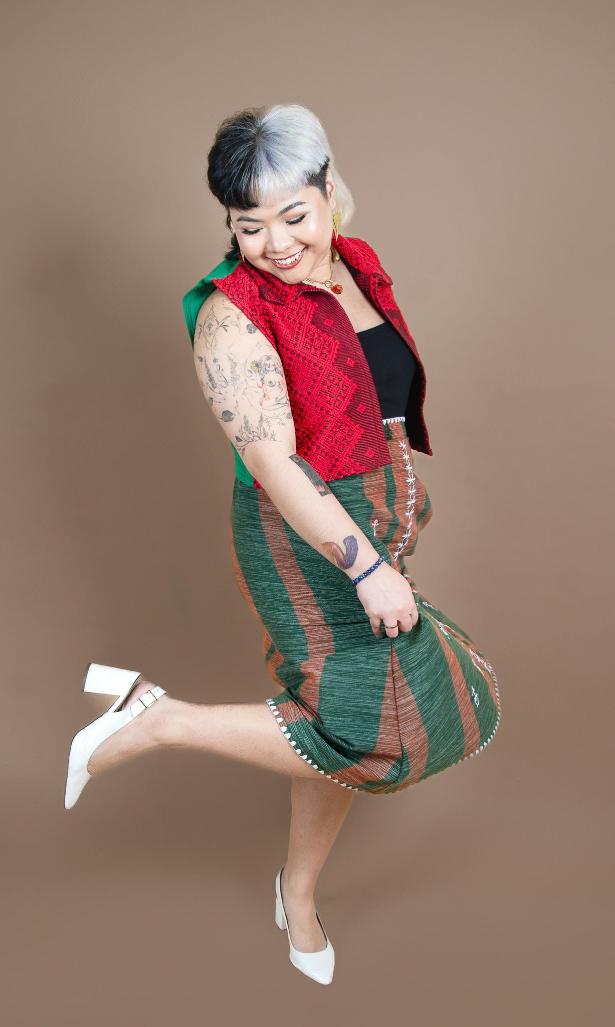 Pinilian Cropped Vest with Mixed Weave (Top Only)