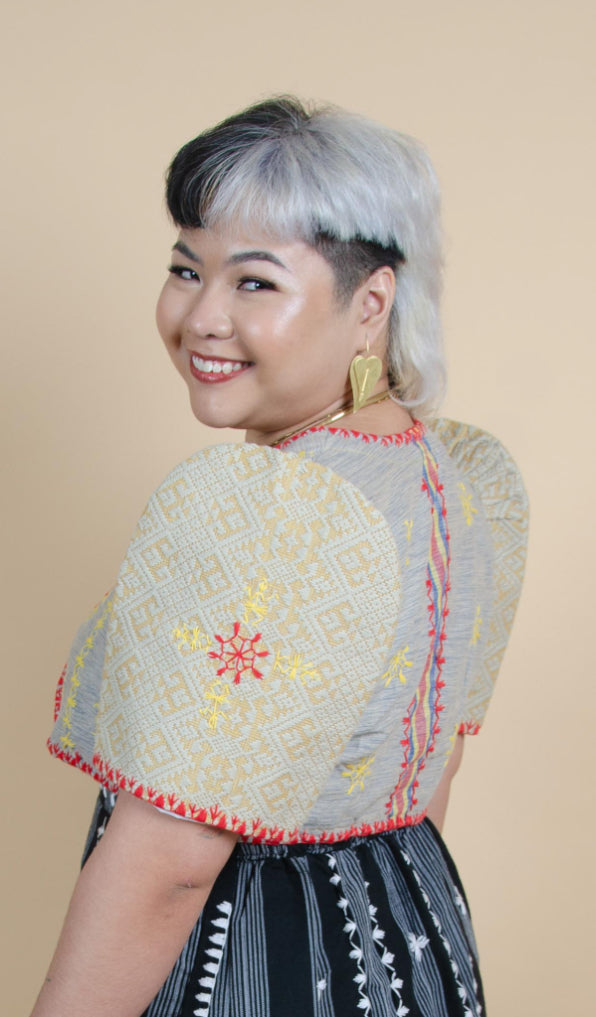 Mixed Weave Bolero with Beige Pinilian Sleeves