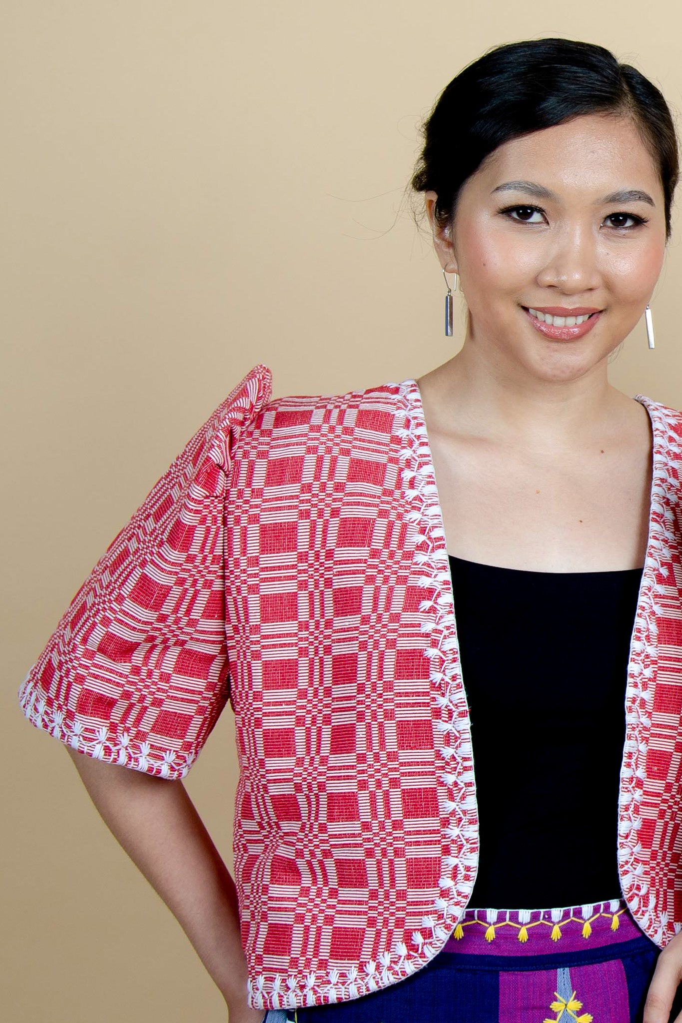Binakol Bolero with Itneg Embroidery (Red)