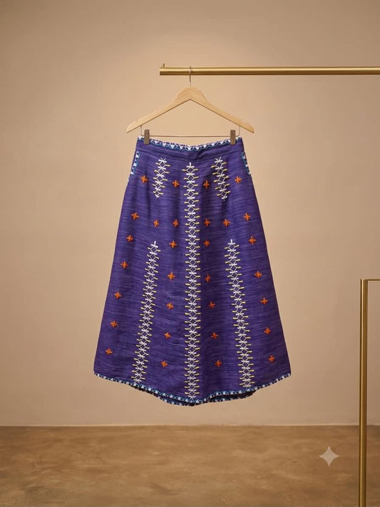 Anita Tiniri Skirt with Orange Embroidery (Purple)