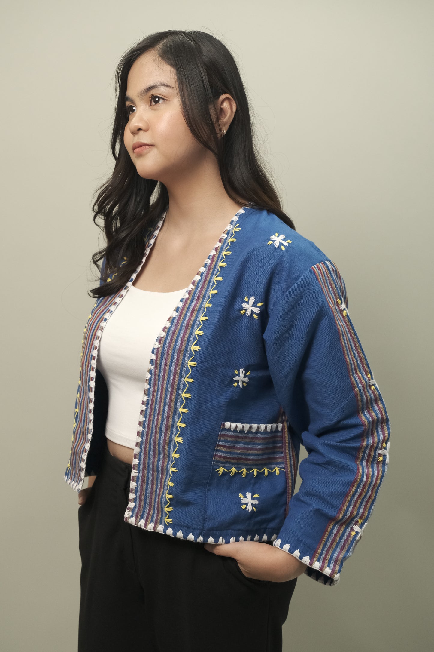 Malaya Blazer in Kantarines Weave (Royal Blue)