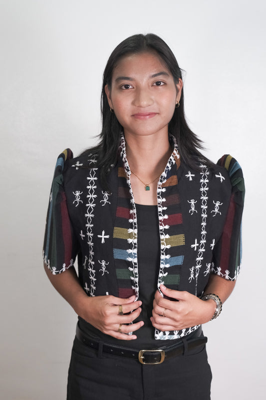 Kantarines Bolero in Rainbow Pattern with Itneg embroidery