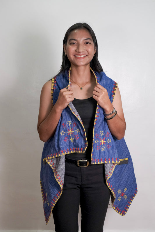 Limited Edition: Binakol Mix Weave Reversible Poncho (Blue/Grey)