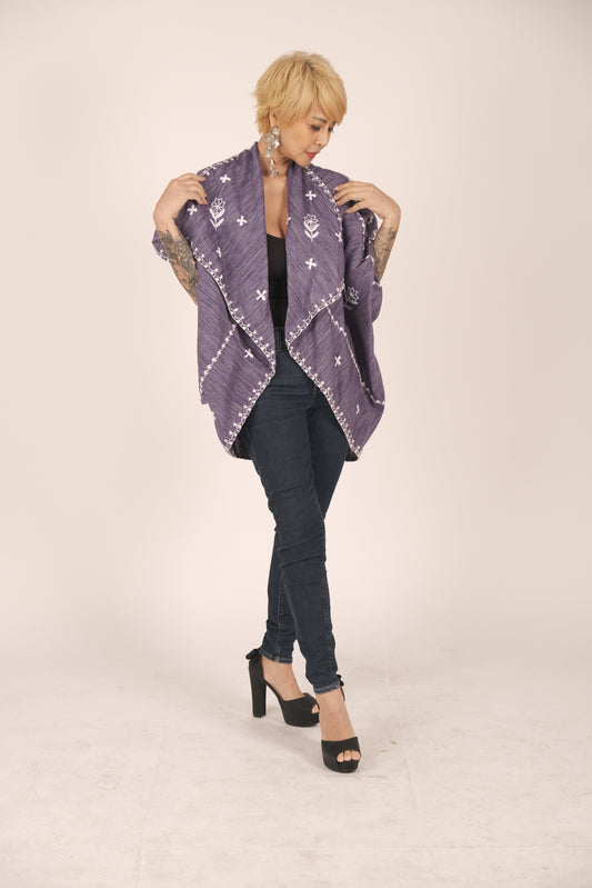 Bini Poncho in Tiniri Weave (Purple)