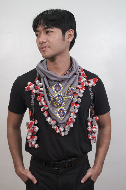 Tangkulo Scarf with Glass Beads (Gray)
