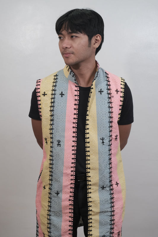Binakol Sleeveless Coat with Itneg Embroidery (Tri-Color)