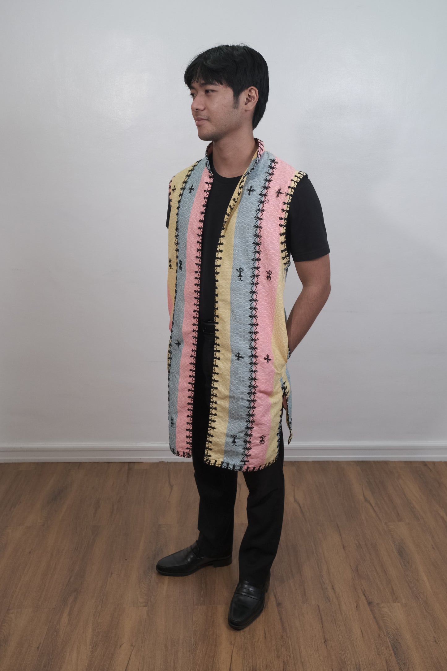 Binakol Sleeveless Coat with Itneg Embroidery (Tri-Color)