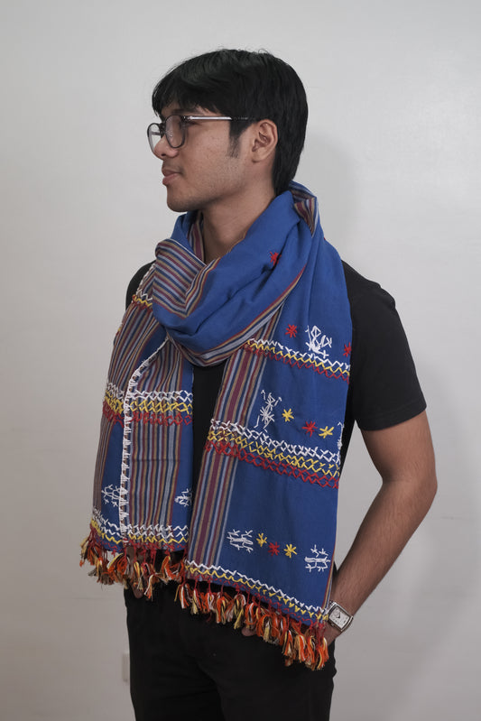 Kantarines Shawl with Itneg Embroidery (Royal Blue)